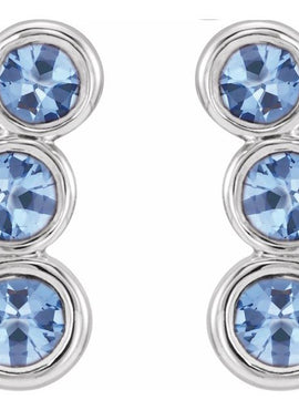 14K White Gold Natural Blue Sapphire Ear Climbers