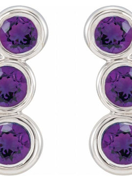 14K White Gold Natural Blue Sapphire Ear Climbers