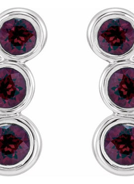 14K White Gold Natural Blue Sapphire Ear Climbers