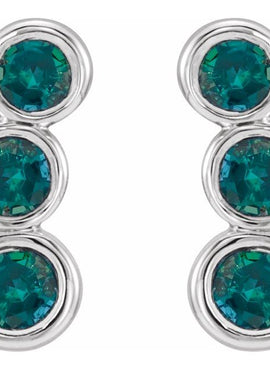 14K White Gold Natural Blue Sapphire Ear Climbers