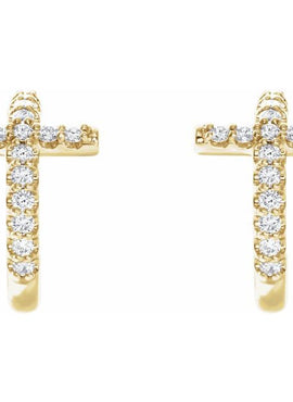 14K White Gold 1/4 CTW Natural Diamond Cross 12.15 mm Hoop Earrings