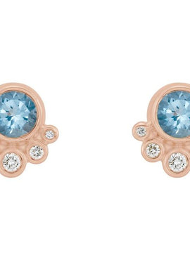 14K White Gold Natural Mozambique Garnet & 1/8 CTW Natural Diamond Earrings