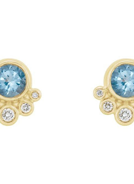 14K White Gold Natural Mozambique Garnet & 1/8 CTW Natural Diamond Earrings