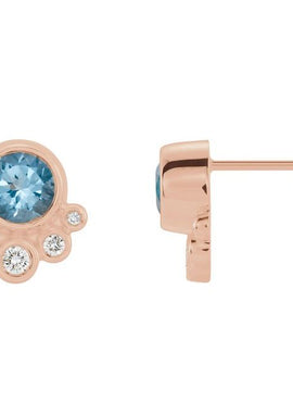 14K White Gold Natural Mozambique Garnet & 1/8 CTW Natural Diamond Earrings