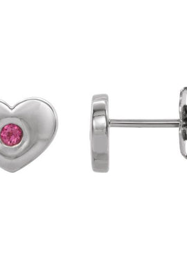 14K White Gold .06 CTW Natural Diamond Heart Earrings