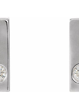 14K White Gold .06 CTW Natural Diamond Bar Earrings