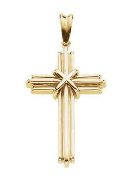 14K White/Yellow Gold 36.75x24.5 mm Cross Pendant