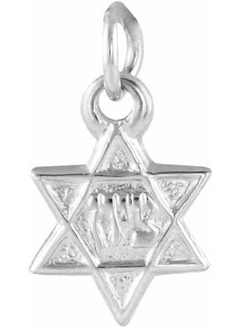 14K White Gold 7.5x7 mm Star of David Pendant