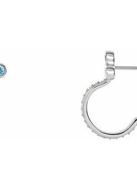 14K Rose Gold Natural Mozambique Garnet & 1/4 CTW Natural Diamond J-Hoop Earrings