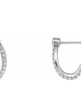 14K White Gold 1/3 CTW Natural Diamond J-Hoop Earrings