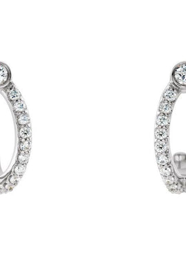 14K White Gold 1/3 CTW Natural Diamond J-Hoop Earrings
