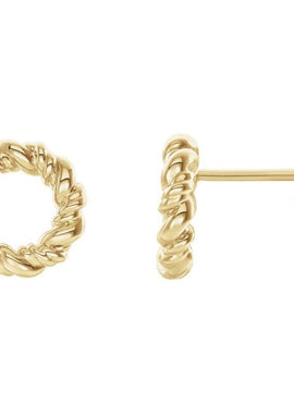 14K White Gold 9.4 mm Circle Rope Earrings