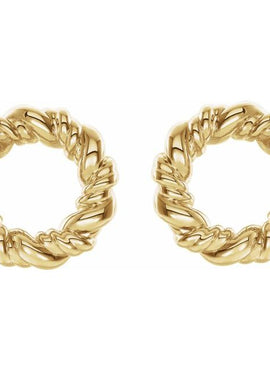 14K White Gold 9.4 mm Circle Rope Earrings