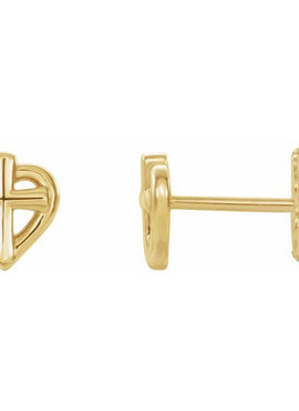 Platinum Cross with Heart Youth Earrings