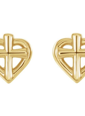 Platinum Cross with Heart Youth Earrings