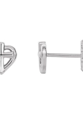 Platinum Cross with Heart Youth Earrings