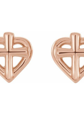 Platinum Cross with Heart Youth Earrings