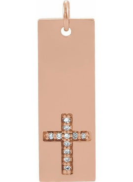14K White Gold .03 CTW Natural Diamond Bar Cross Pendant