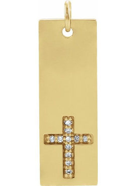 14K White Gold .03 CTW Natural Diamond Bar Cross Pendant