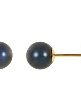 14K Yellow Gold 7 mm Cultured Black Akoya Pearl Earrings
