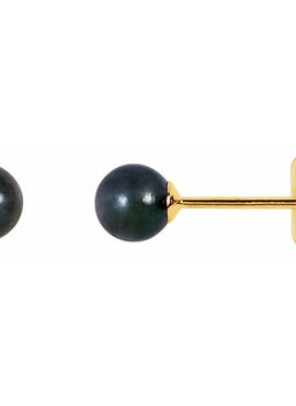 14K Yellow Gold 7 mm Cultured Black Akoya Pearl Earrings