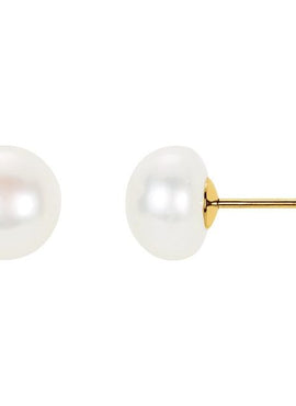 14K Yellow Gold Panache® Cultured White Freshwater Pearl Stud Earrings