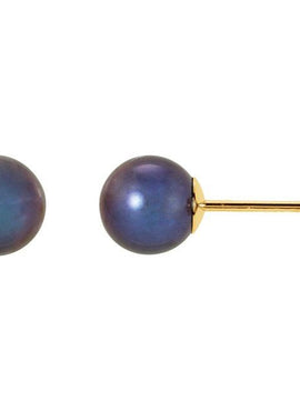 14K Yellow Gold Panache® Cultured Black Freshwater Pearl Stud Earrings
