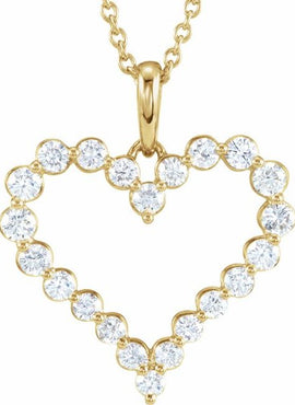 14K Yellow Gold 1 CTW Natural Diamond Heart 18
