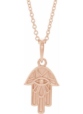 14K Yellow Gold Hamsa 16-18
