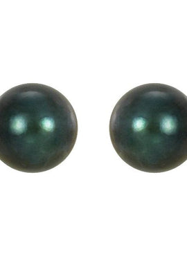 14K Yellow Gold 7 mm Cultured Black Akoya Pearl Earrings