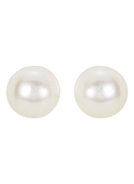 14K Yellow Gold 6 mm Cultured White Akoya Pearl Earrings