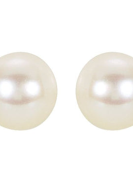 14K Yellow Gold 6 mm Cultured White Akoya Pearl Earrings
