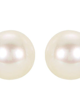 14K Yellow Gold 6 mm Cultured White Akoya Pearl Earrings