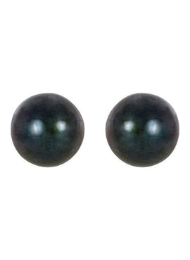 14K Yellow Gold 7 mm Cultured Black Akoya Pearl Earrings