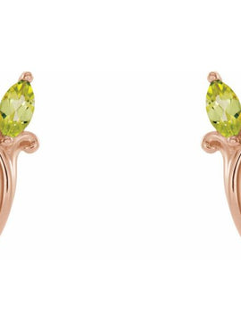14K White Gold Natural Blue Zircon Floral J-Hoop Earrings