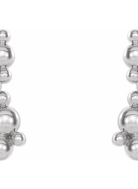 14K White Gold Beaded Ear Climbers