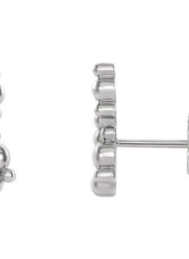 14K White Gold Beaded Ear Climbers