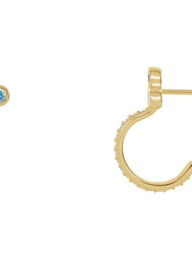 14K Rose Gold Natural Mozambique Garnet & 1/4 CTW Natural Diamond J-Hoop Earrings