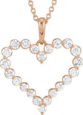14K Yellow Gold 1 CTW Natural Diamond Heart 18