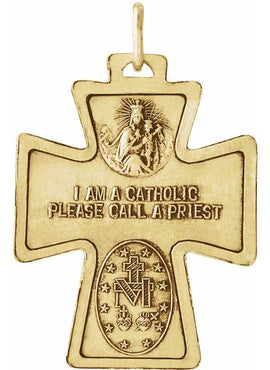 14K Yellow Gold 28x23.5 mm Four-Way Cross Medal