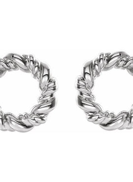 14K White Gold 9.4 mm Circle Rope Earrings