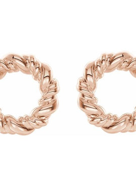 14K White Gold 9.4 mm Circle Rope Earrings