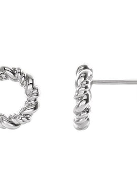 14K White Gold 9.4 mm Circle Rope Earrings