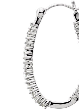 14K White Gold 1 CTW Natural Diamond Inside-Outside Hoop Earrings