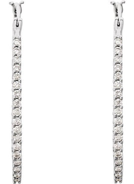 14K White Gold 1 CTW Natural Diamond Inside-Outside Hoop Earrings