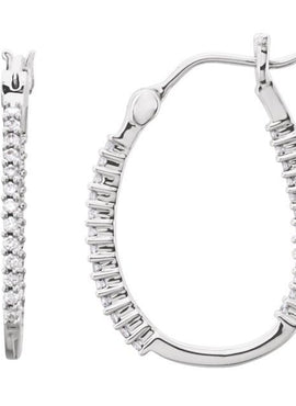14K White Gold 1 CTW Natural Diamond Inside-Outside Hoop Earrings