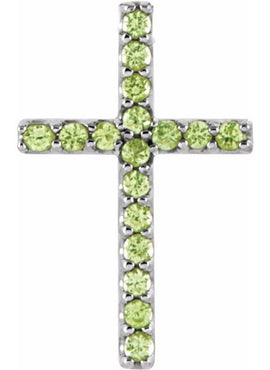 14K White Gold Natural Emerald Petite Cross 16