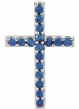 14K White Gold Natural Emerald Petite Cross 16
