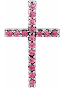 14K White Gold Natural Emerald Petite Cross 16