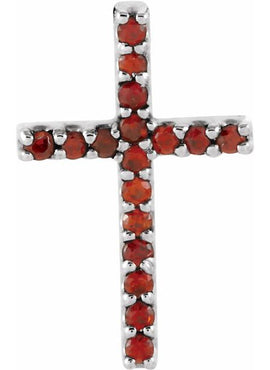 14K White Gold Natural Emerald Petite Cross 16